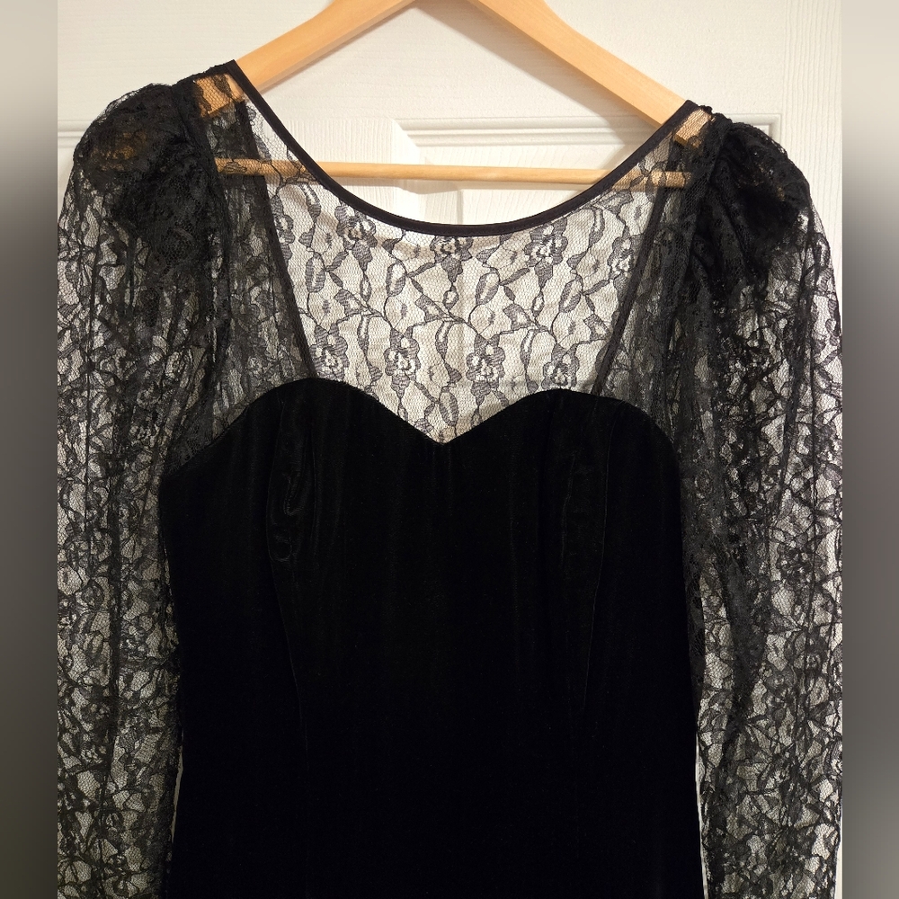 Vintage Steppin Out Black Lace Party Dress NO SIZE TAG - Picture 5 of 11